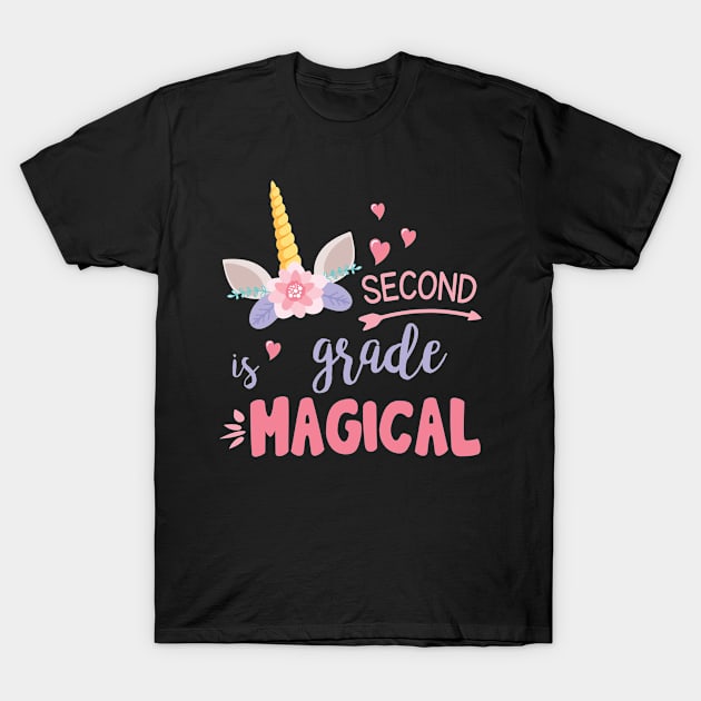 Unicorn Student Teacher Second Grade Is Magical Back School T-Shirt by joandraelliot